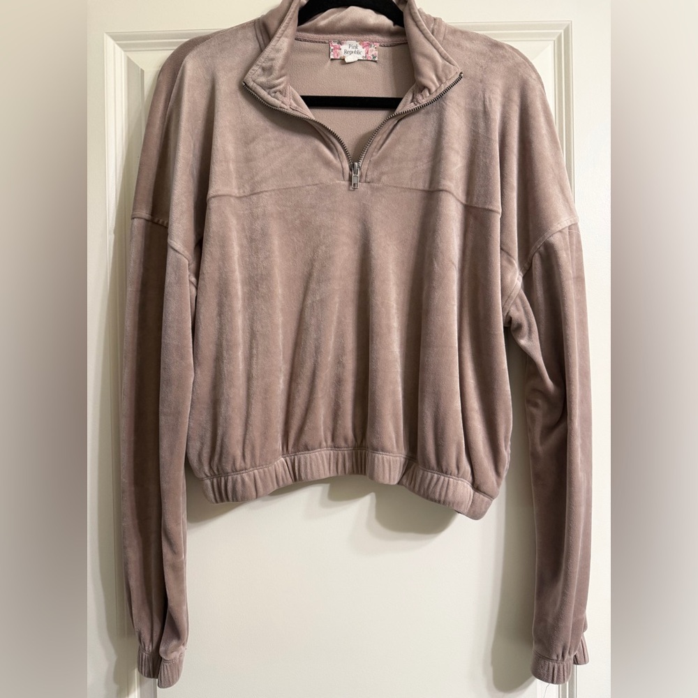 Women's Taupe Suede Pullover Top